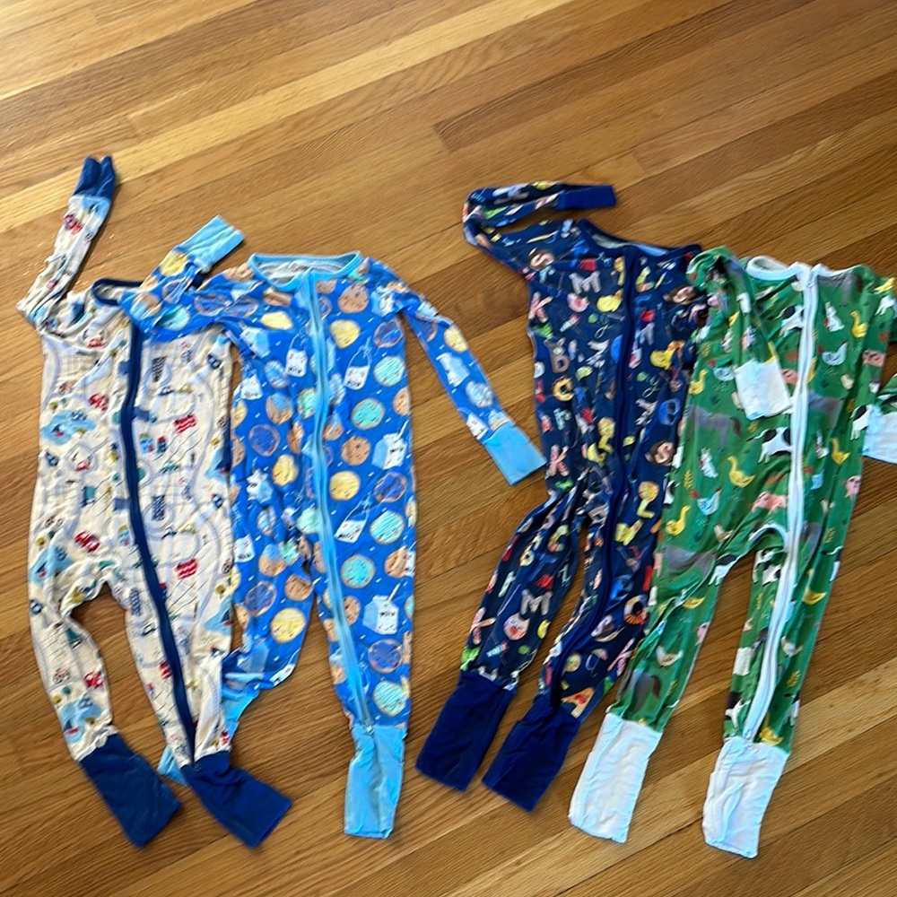 Little Sleepies Blue and Green Footies One Piece